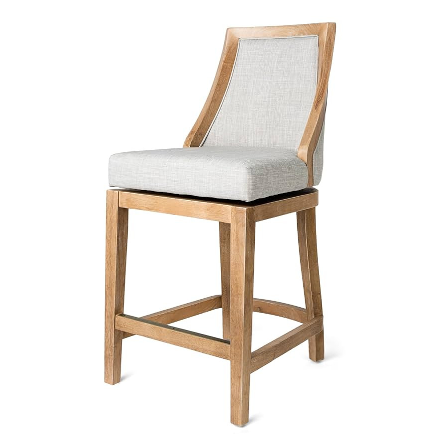 Maven Lane Vienna Counter Stool 26 Inches High – Swivel Stool with Footrest – Brown Solid Woo... | Amazon (US)