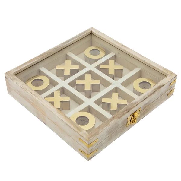 8" x 8" Wooden Tic-Tac-Toe Board - Contemporary Decorative Tic Tac Toe Game in Case Accent | Wayfair North America