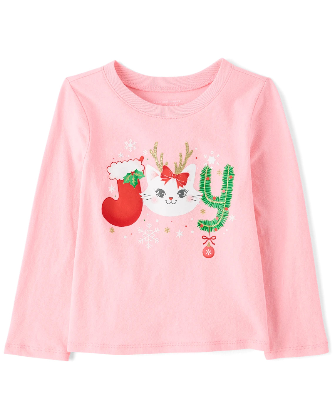 Baby And Toddler Girls Christmas Joy Graphic Tee - pink | The Children's Place