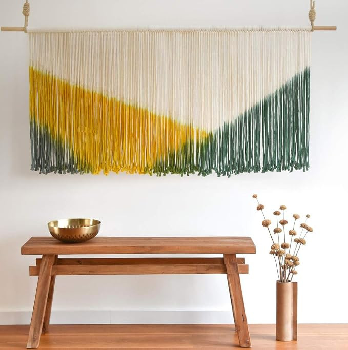 Flber Large Wall Hanging Tie-Dye Yarn Tapestry Geometric Colorful Bohemian Wall Décor 59" Wx31 L... | Amazon (US)
