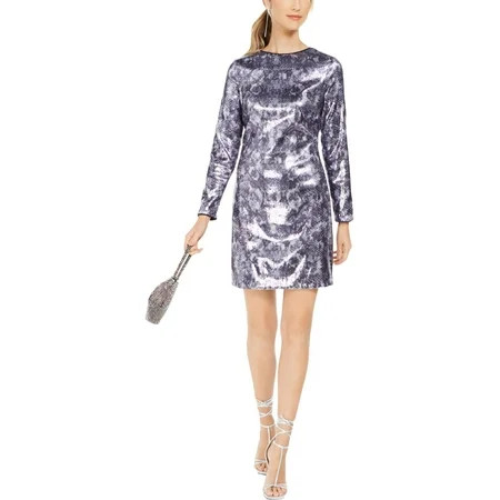 Vince Camuto Womens Sequined Mini Sheath Dress Blue 12 | Walmart (US)