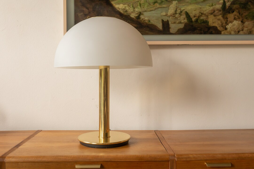 1990s Vintage Glasshutte Limburg Brass & Opaline Glass Vintage Table Lamp - Etsy | Etsy (US)