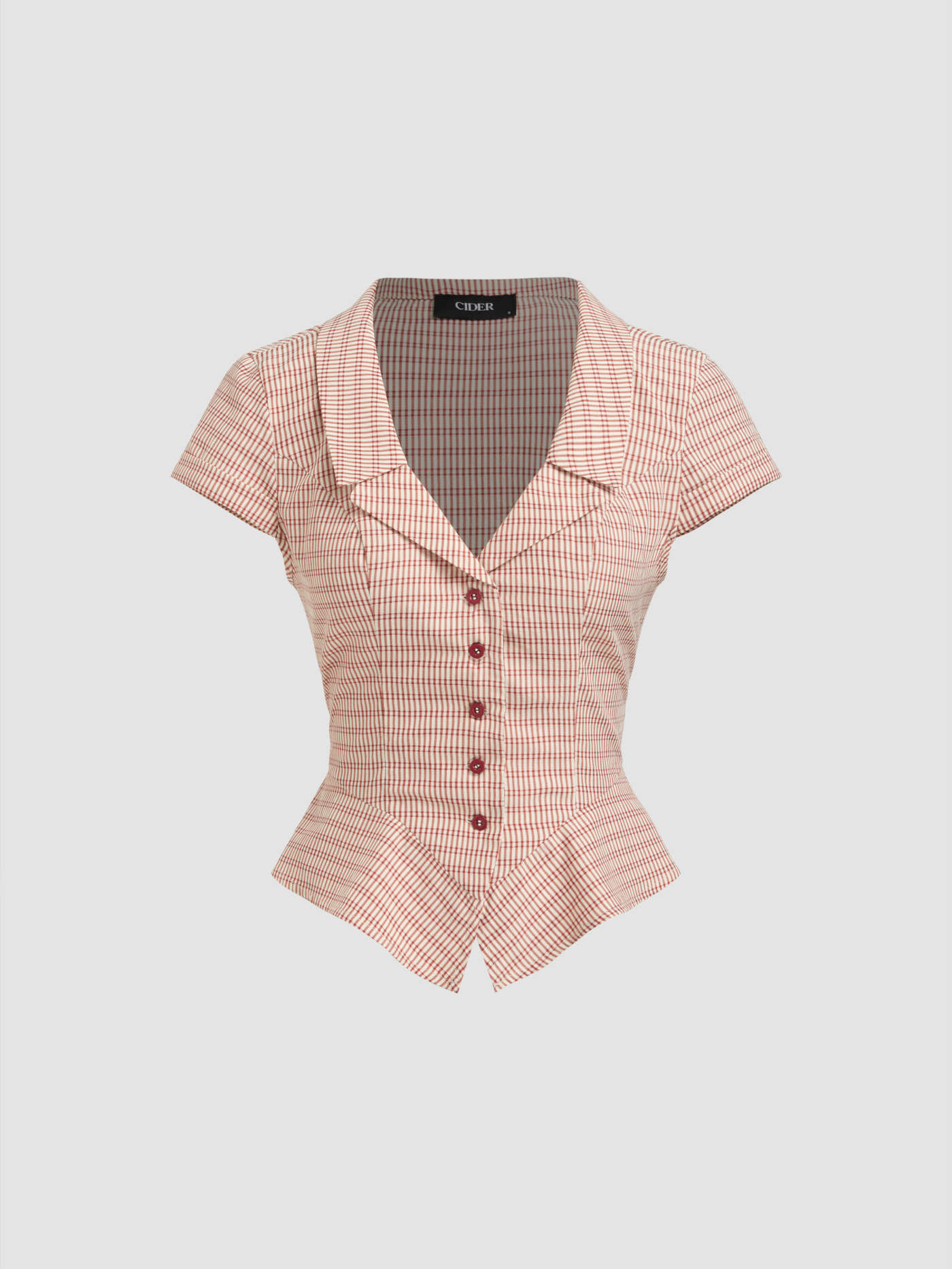 Gewebt Baumwollmischung Kragen Kastenmuster Knopfshirt For Schule | Cider