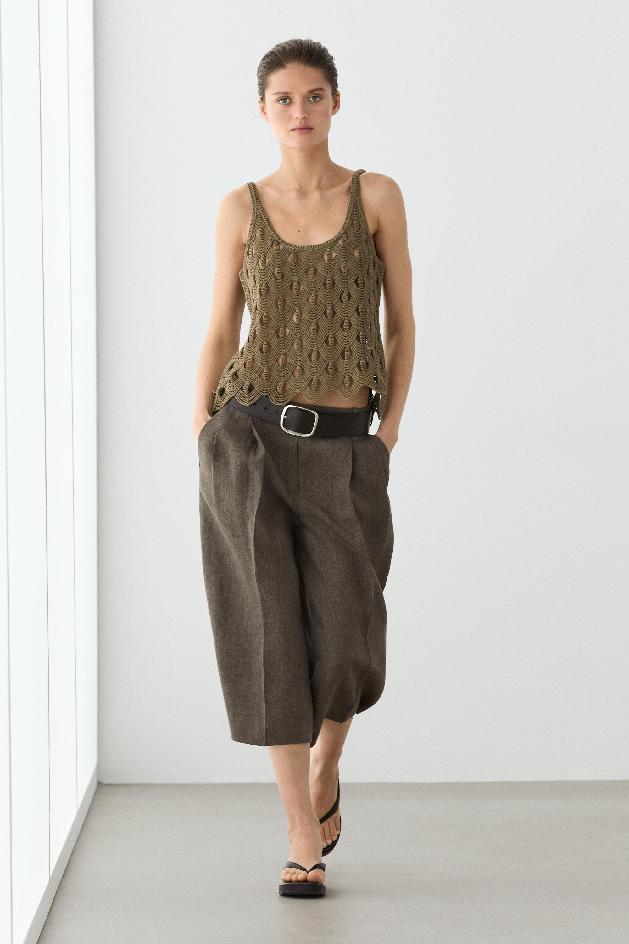 Strappy top with crochet detail | Massimo Dutti US