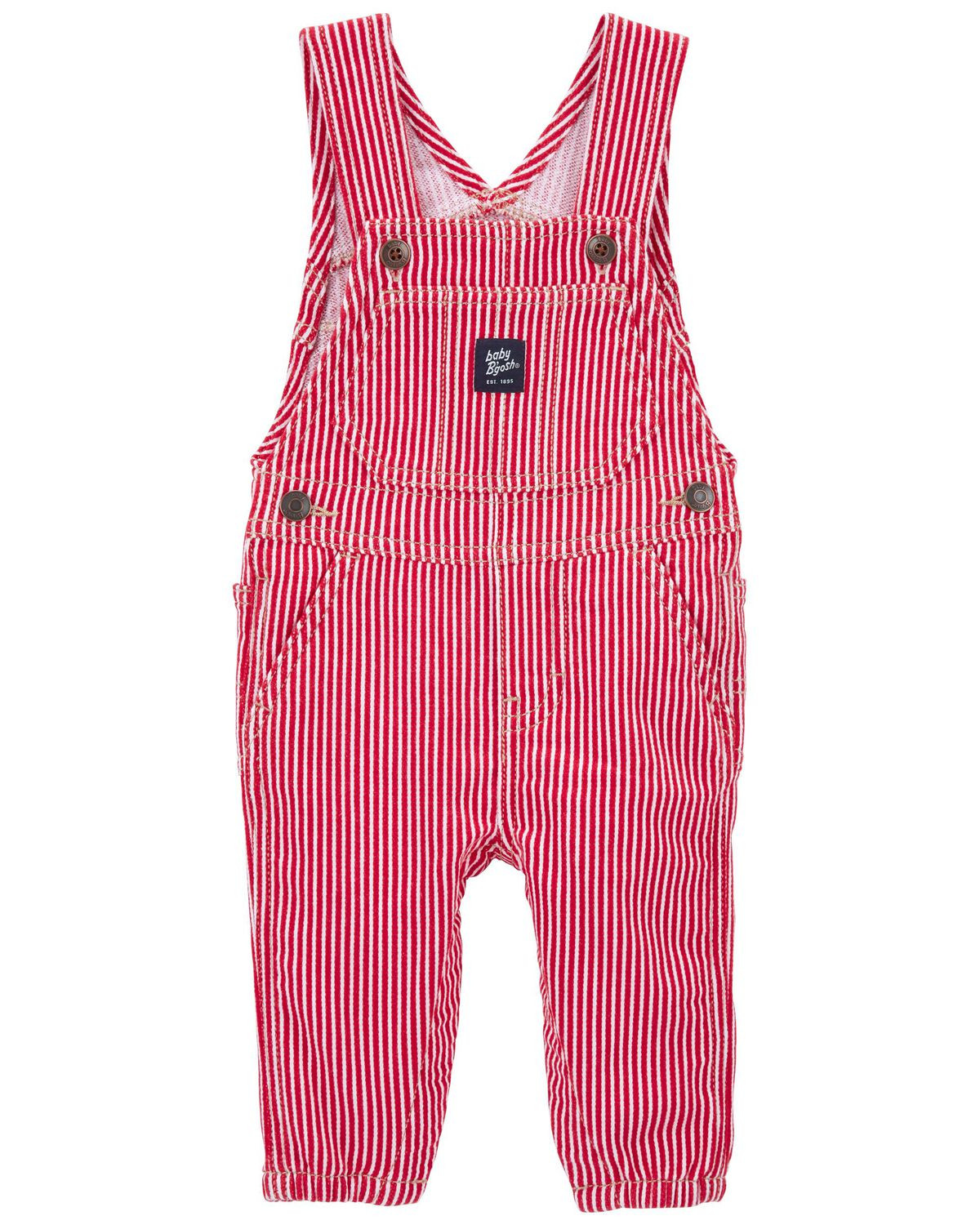 Red Baby Stretchy Hickory Stripe Overalls | carters.com | Carter's