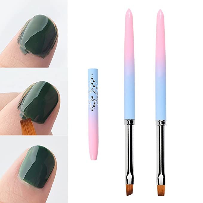 2 Pcs Round&Angled Nail Art Clean Up Brushes,Nail Painting Brushes for Cleaning Polish Mistake on... | Amazon (US)