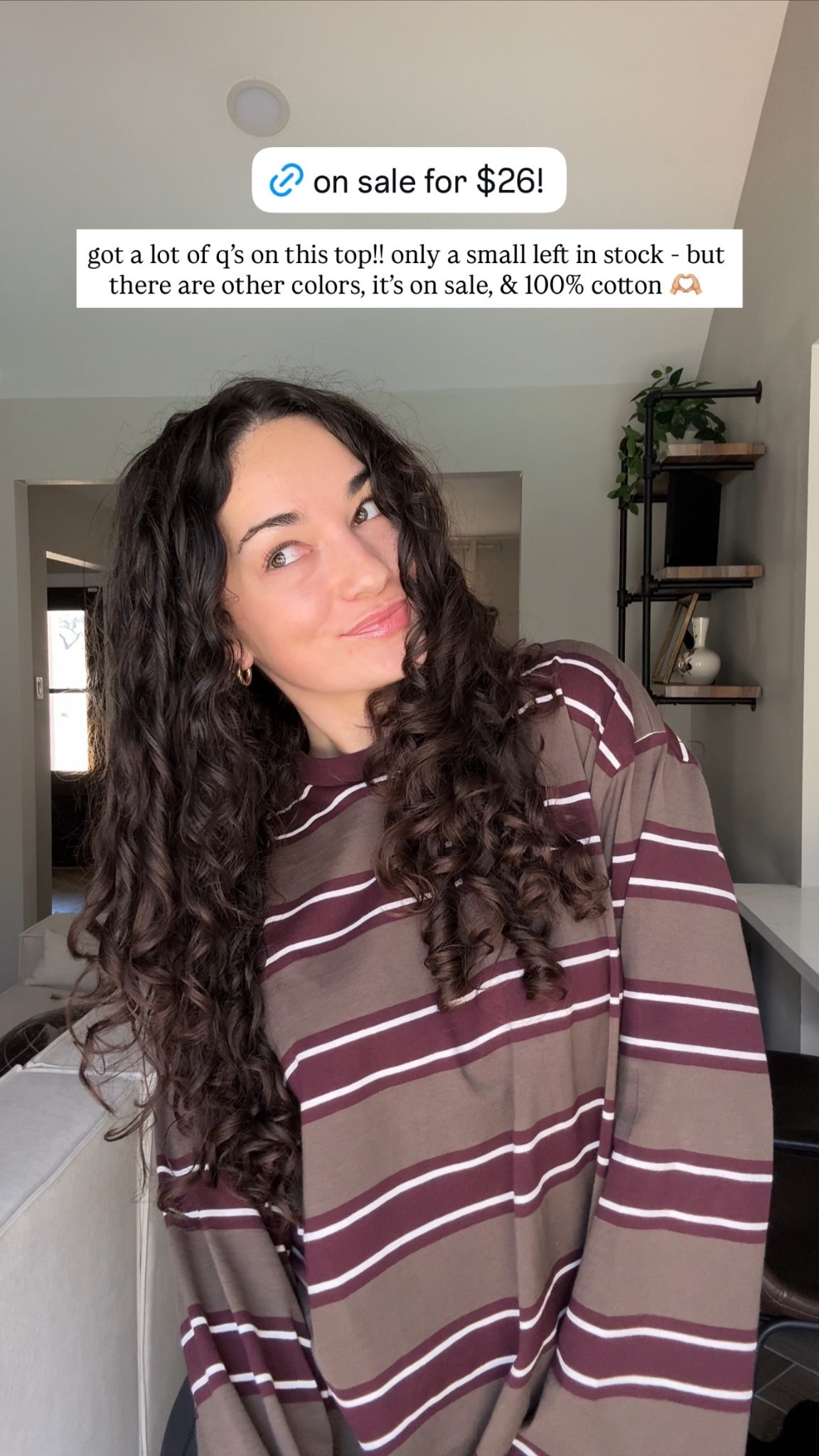 got a lot of q’s on this top!! only a small left in stock - but there are other colors, it’s on sale, & 100% cotton 🫶🏼