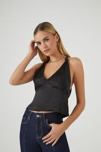 Plunging Knotted Satin Tank Top | Forever 21 (US)