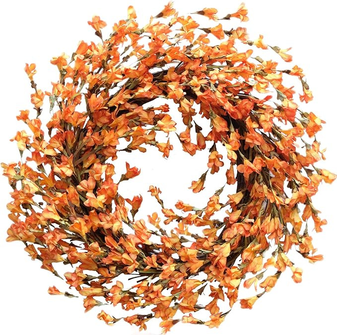 Bibelot Fall Wreath for Front Door, Artificial Forsythia Flower Wreath 18’’ Artificial Blosso... | Amazon (US)