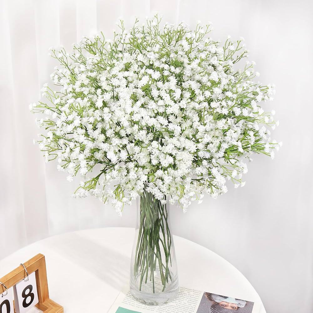 Pusuny Baby Breath Artificial Flowers,15 Pcs Gypsophila Faux White Flowers Fake Baby Breath Real ... | Amazon (US)
