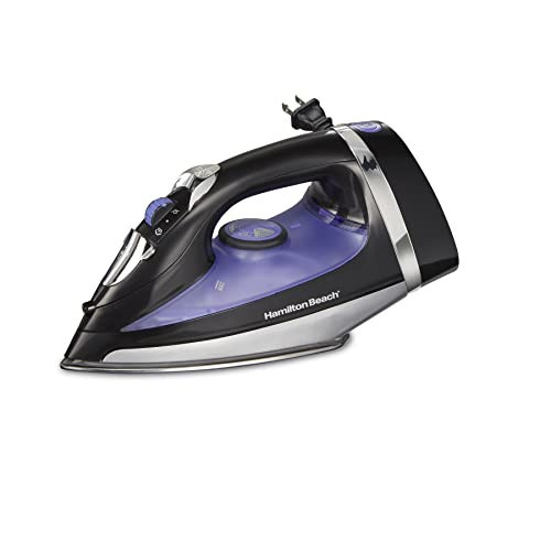 Hamilton Beach Steam Iron for Clothes & Garment Steamer with Smooth Press Stainless Steel Soleplate, 1200 Watts, 8’ Retractable Cord, Black (14214) | Amazon (US)