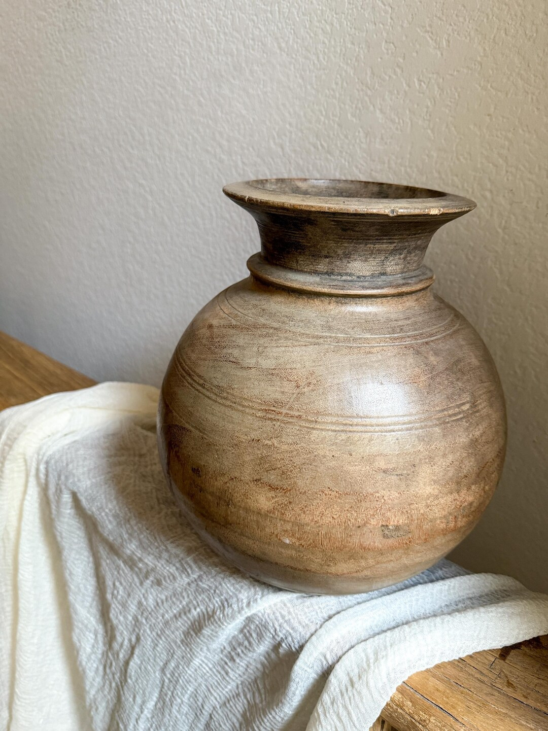Large Vintage Wood Water Pot - Etsy | Etsy (US)