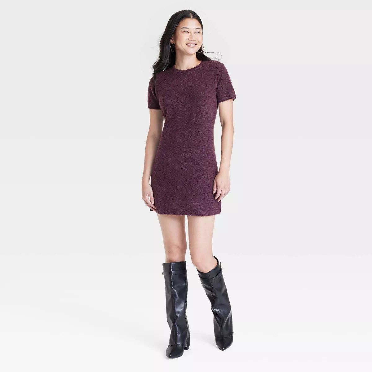 Women's Short Sleeve Cozy Knit Mini Sweater Dress - A New Day™ | Target