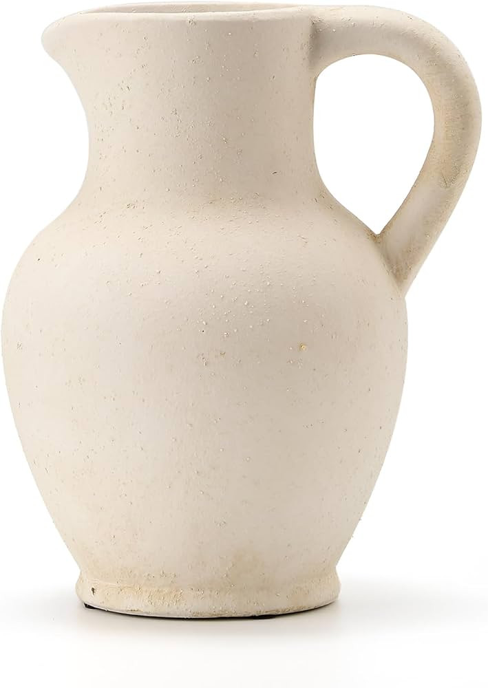 SIDUCAL Ceramic Rustic Farmhouse Vase with Handle, Terracotta Vase, Minimalist Decorative Vases f... | Amazon (US)