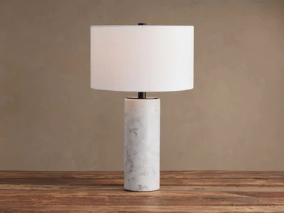 Brixton Accent Table Lamp in Black Marble w Black Shade | Arhaus