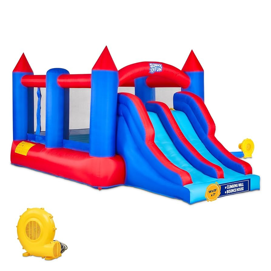 Sunny & Fun Inflatable Bouncy Castle with Dual Slide – Heavy-Duty for Outdoor Fun - Climbing Wa... | Amazon (US)