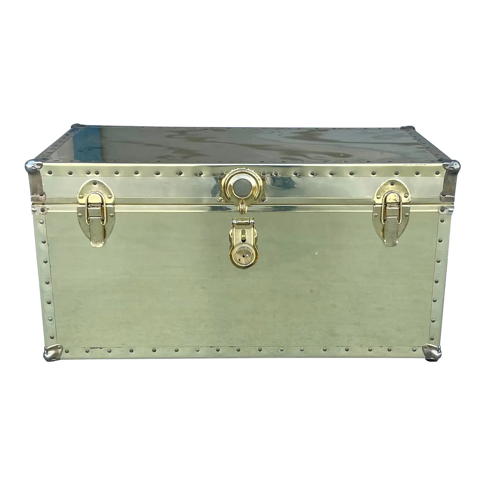 1950s Hollywood Regency Brass Chest | Chairish