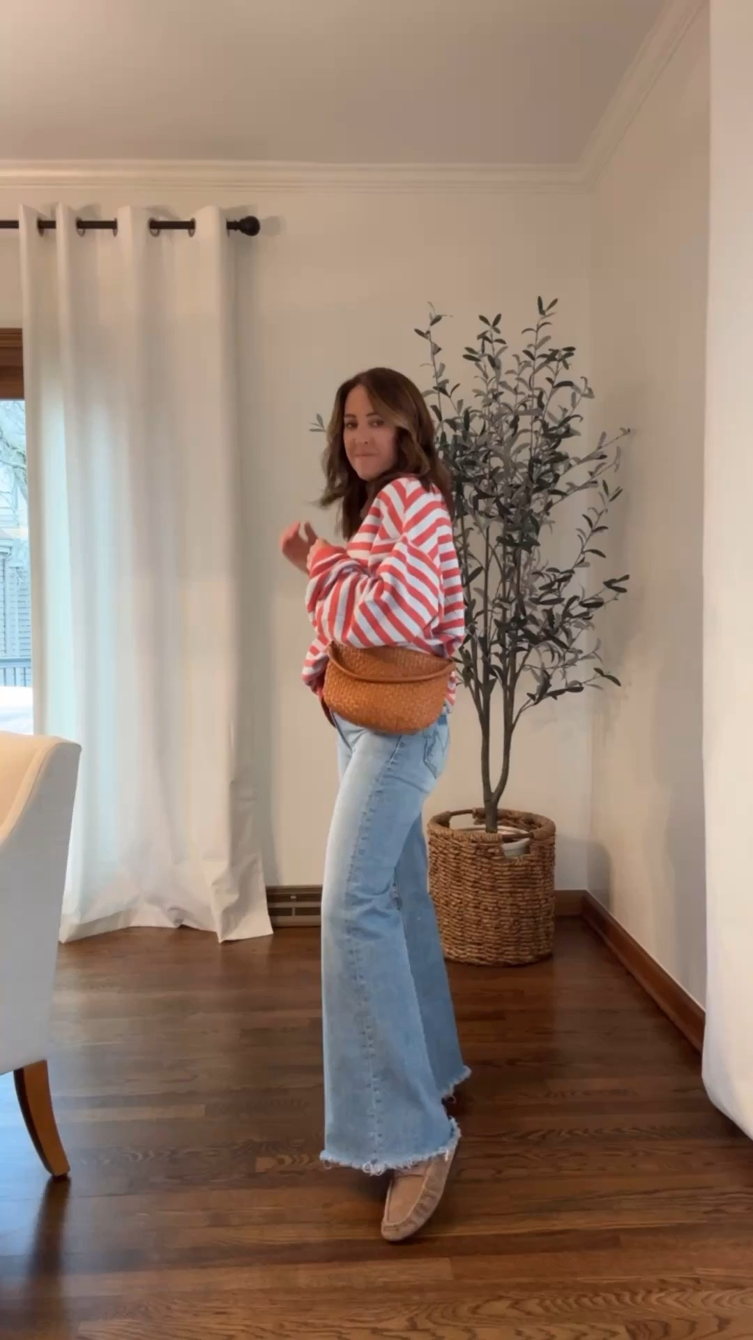 This cozy oversized sweatshirt comes in a variety of stripes & solids. 
Size xs 
Jeans tts, 25 regular. I cut the hem 

#LTKgrwm #LTKSeasonal #LTKmomlife