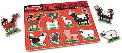 Melissa & Doug Farm Animals Sound Puzzle - Wooden Peg Puzzle With Sound Effects (8 pcs) | Amazon (US)