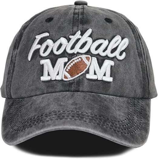 Distressed Football Mom Baseball Cap for Women, Adjustable Washed Embroidered Sun Hat for Mama | Amazon (US)