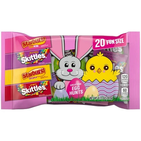 Skittles & Starburst Fun Size Chewy Easter Basket Stuffers Variety Bag - 20 Ct Bulk Bag | Walmart (US)