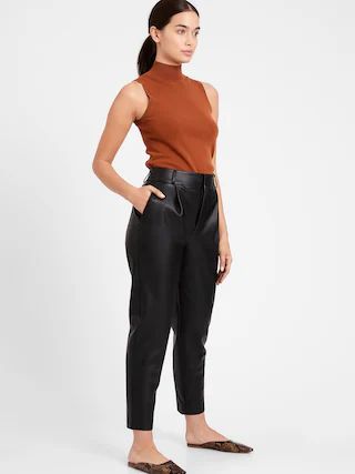 Petite High-Rise Tapered Vegan Leather Pant | Banana Republic (US)