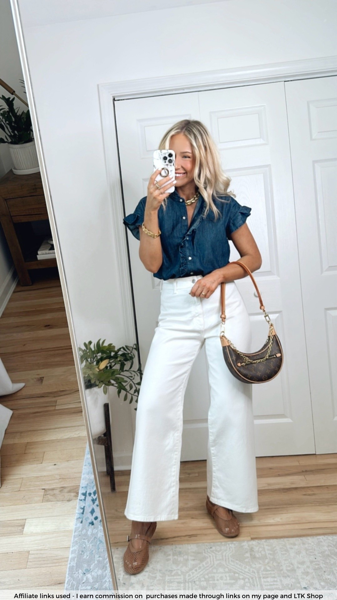 Casual Friday outfit for work

Walmart denim shirt, Target white jeans, classic style 