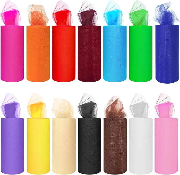 14 Colors Tulle Rolls 6\u201d by 25 Yards (75 Feet) Rainbow Tulle Netting Fabric Spool for DIY Tu... | Amazon (US)