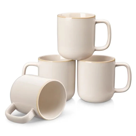 Malacasa Stoneware Coffee Mugs Set, 12 oz Coffee Cups Set of 4, Dishwasher & Microwave Safe, Beig... | Walmart (US)