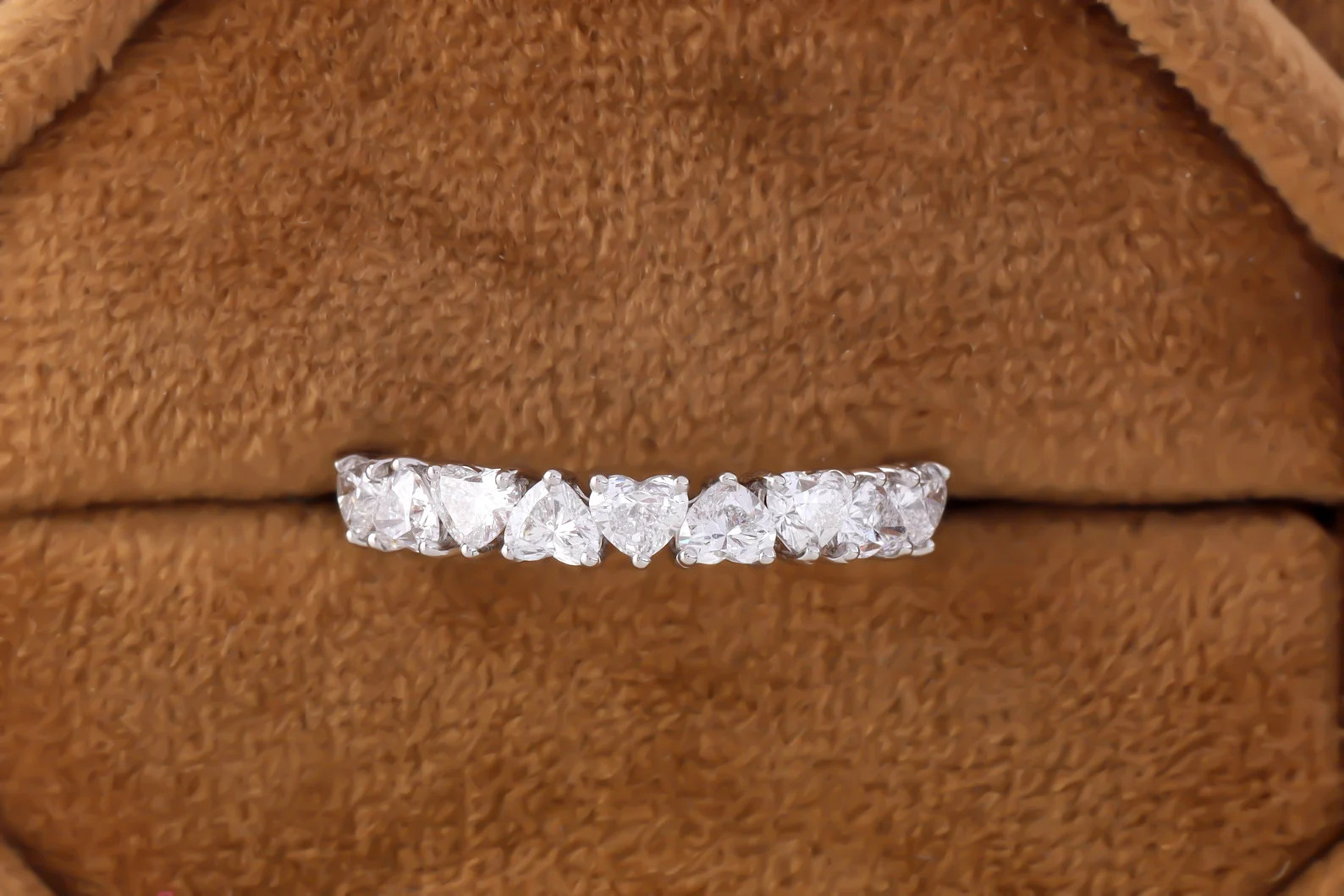 Heart Cut Moissanite Half Eternity Band 14K White Gold - Etsy | Etsy (US)