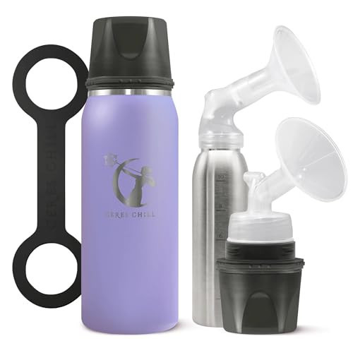 CERES CHILL OG Breastmilk Chiller, Reusable Storage Container, Up to 34 oz. - Bottle Cooler Keeps Milk at Safe Temperatures for Up to 20 Hours, Connects w/Most Pumps (Ultra Violet Lavender) | Amazon (US)