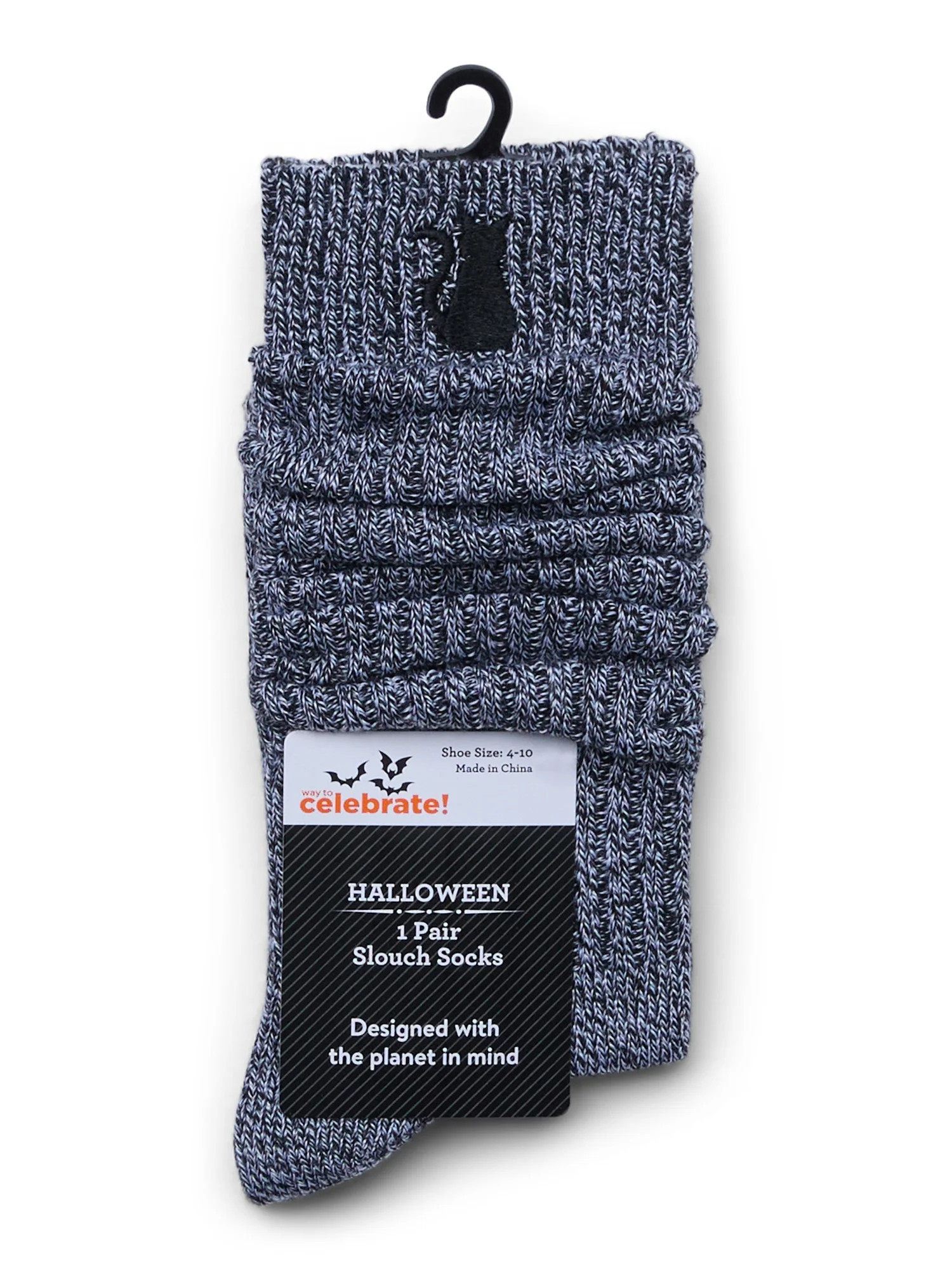 Women’s Halloween Black Cat Slouch Socks from Way to Celebrate, Size 4-10 | Walmart (US)