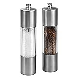 Cole & Mason Everyday Salt & Pepper Mill Gift Set - Filled Salt & Pepper Grinders - Refillable & Adjustable Mill Set - Acrylic & Stainless Steel Salt & Pepper Grinders - Hand Wash - Stainless Steel | Amazon (US)