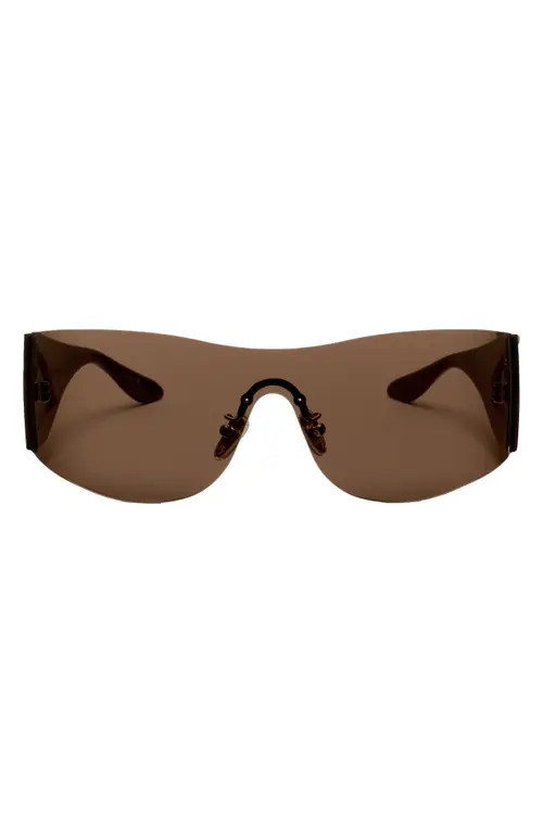 DEZI Wrap It Up 141mm Rimless Shield Sunglasses in Wrap It Up Chocolate /Brown at Nordstrom | Nordstrom