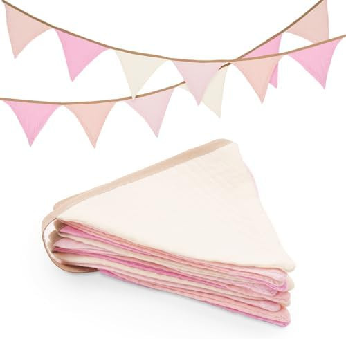 GCQQ Pennant Banner Flags 9Ft Pink Pennant Nursery Garland 12Pcs Light Pink Baby Girl Banners Dou... | Amazon (US)