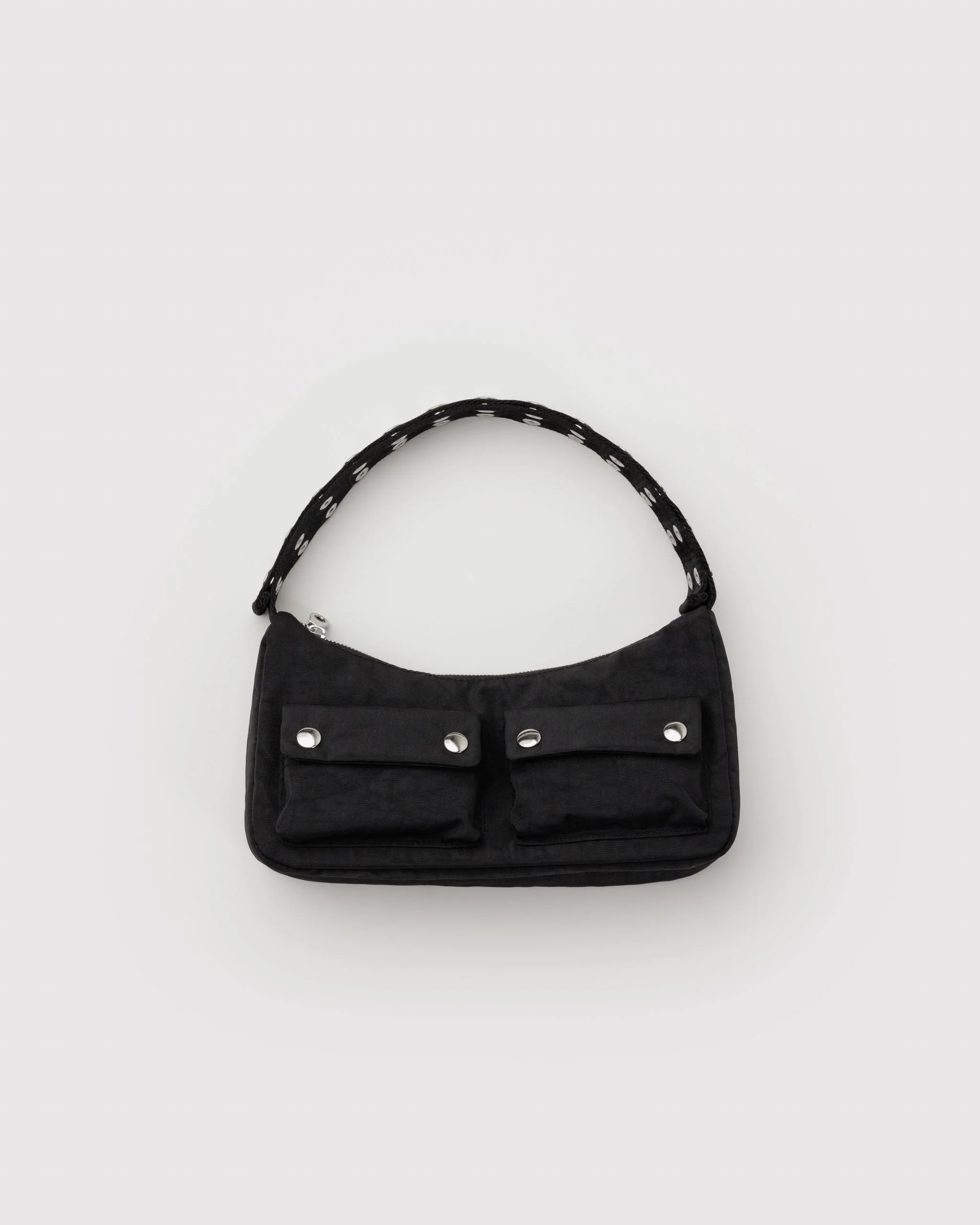 Popper Strap Cargo Shoulder Bag Black - Baggu | BAGGU