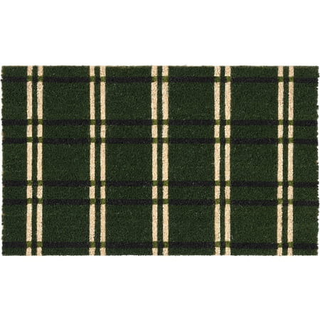 Way To Celebrate Green Plaid Coir Outdoor Doormat, 18"x30" | Walmart (US)