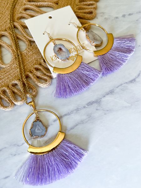 How pretty is the color of these earrings and necklace!?
They are currently buy one, get one free!!!! 
If you’re incorporating the boho trend into your wardrobe this summer, these pieces would be such a fun addition!

Boho jewelry /fringe details / druzy jewelry/ statement necklace / statement earrings / purple accessories 



#LTKsalealert #LTKFind #LTKunder100