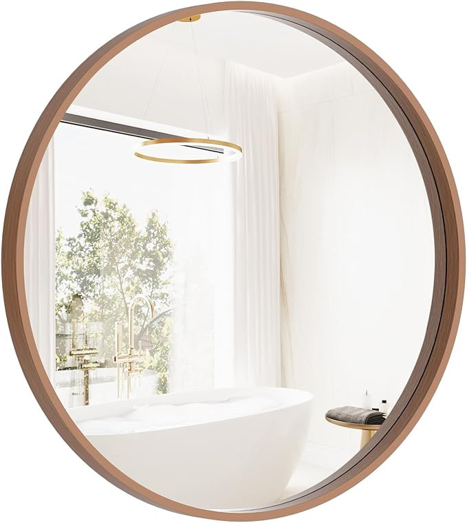 HOMECOOKIN Round Wood Mirror, 24'' Round Bathroom Wall Mirror Circle Mirrors for Wall Decor, Vani... | Amazon (US)