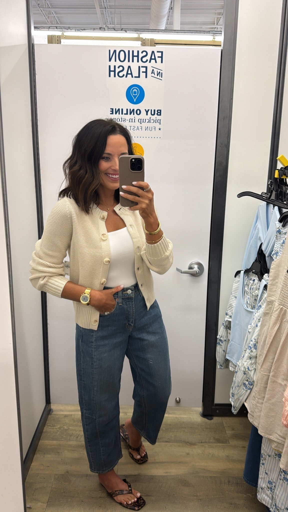 This neutral Old Navy look is so good 🤍 the beige knit cardigan is the prettiest lightweight layer. Styled with a fitted white tank, ankle-length barrel jeans, and tortoise sandals for a classic spring outfit. Wearing small in cardigan, XS in tank, and 4 in jeans.

Old Navy spring outfit | neutral everyday look | barrel jeans | knit cardigan outfit | casual chic style

#LTKOver40 #LTKmomlife #LTKPetite