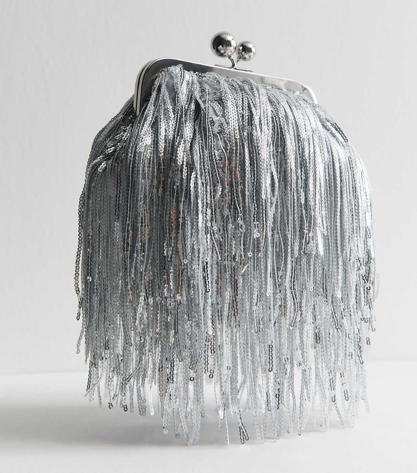 Silver Fringe Sequin Clutch Bag | New Look | New Look (UK)