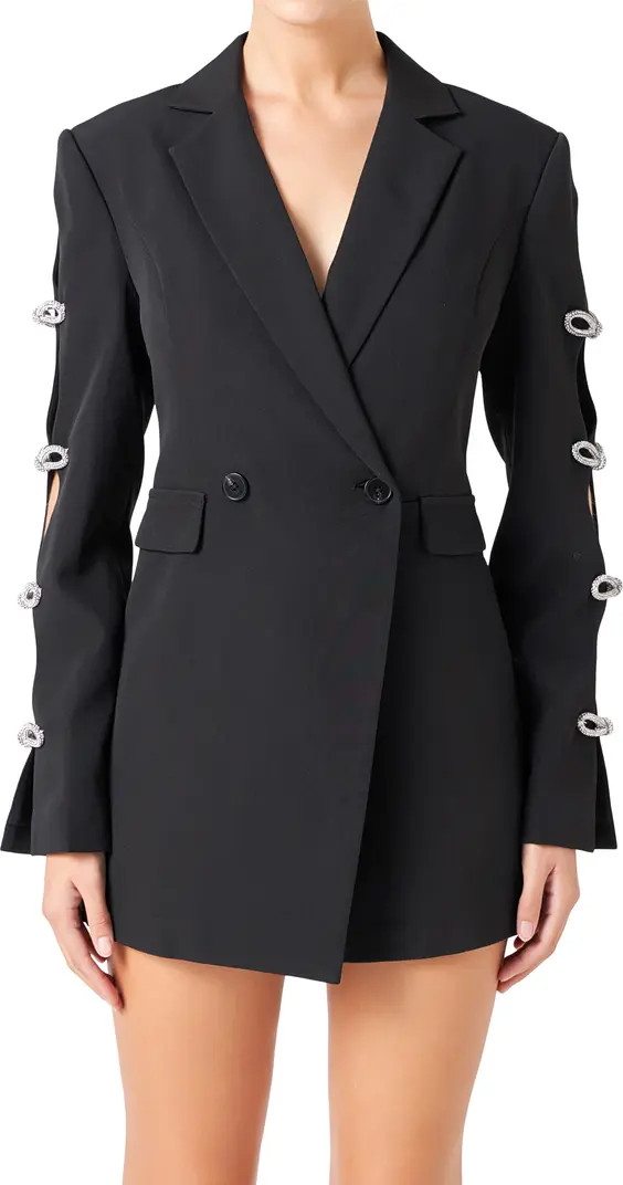 Endless Rose Embellished Bow Sleeve Blazer Romper | Nordstrom | Nordstrom