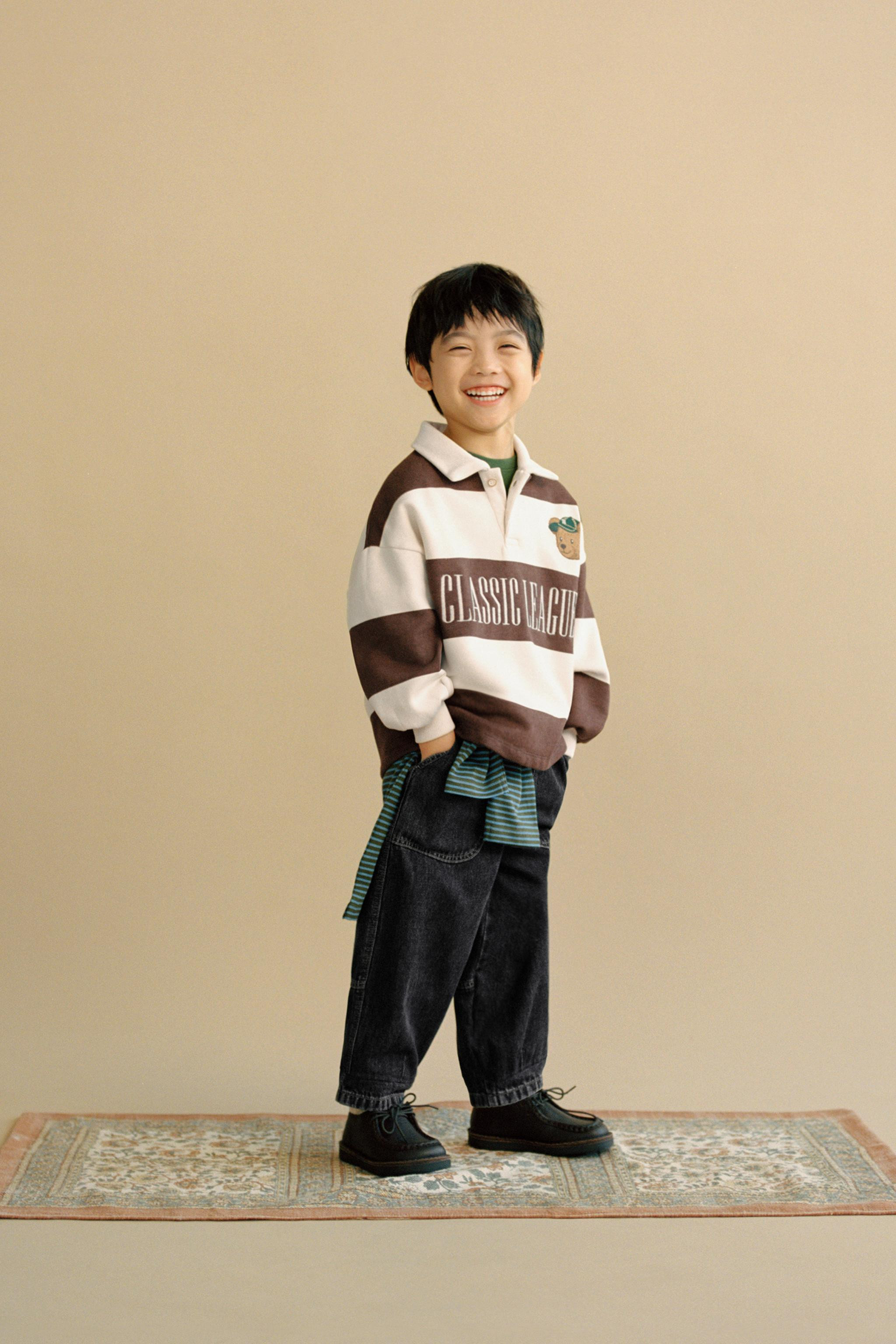 STRIPED POLO SHIRT WITH EMBROIDERED BEAR | Zara US