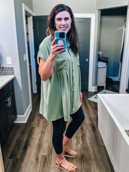 This shirt dress is more like just a shirt for me (I'm 6' with super long legs!) but is super cute for me with leggings! I recommend sizing down 1 unless you like it veeeeeery oversized. 

#LTKfindsunder50 #LTKmidsize #LTKworkwear