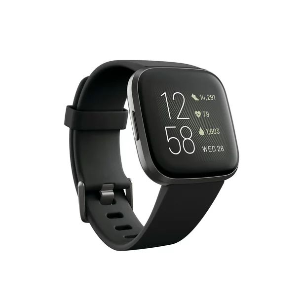 Fitbit Versa 2 Health & Fitness Smartwatch - Black/Carbon Aluminum | Walmart (US)