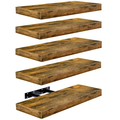 Sorbus Floating Shelves, Wall Mounted for Home Decor, 16.25 in. W x 5.5 in. D MDF Wood Decorative Wall Shelf (Set of 5) | Wayfair North America