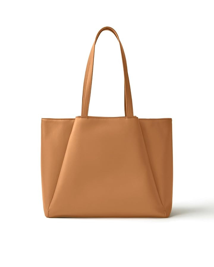 Work Tote Bags for Women 15.6 Inch - Laptop Tote Bag with Zip Compartments - Large PU Leather Off... | Amazon (US)