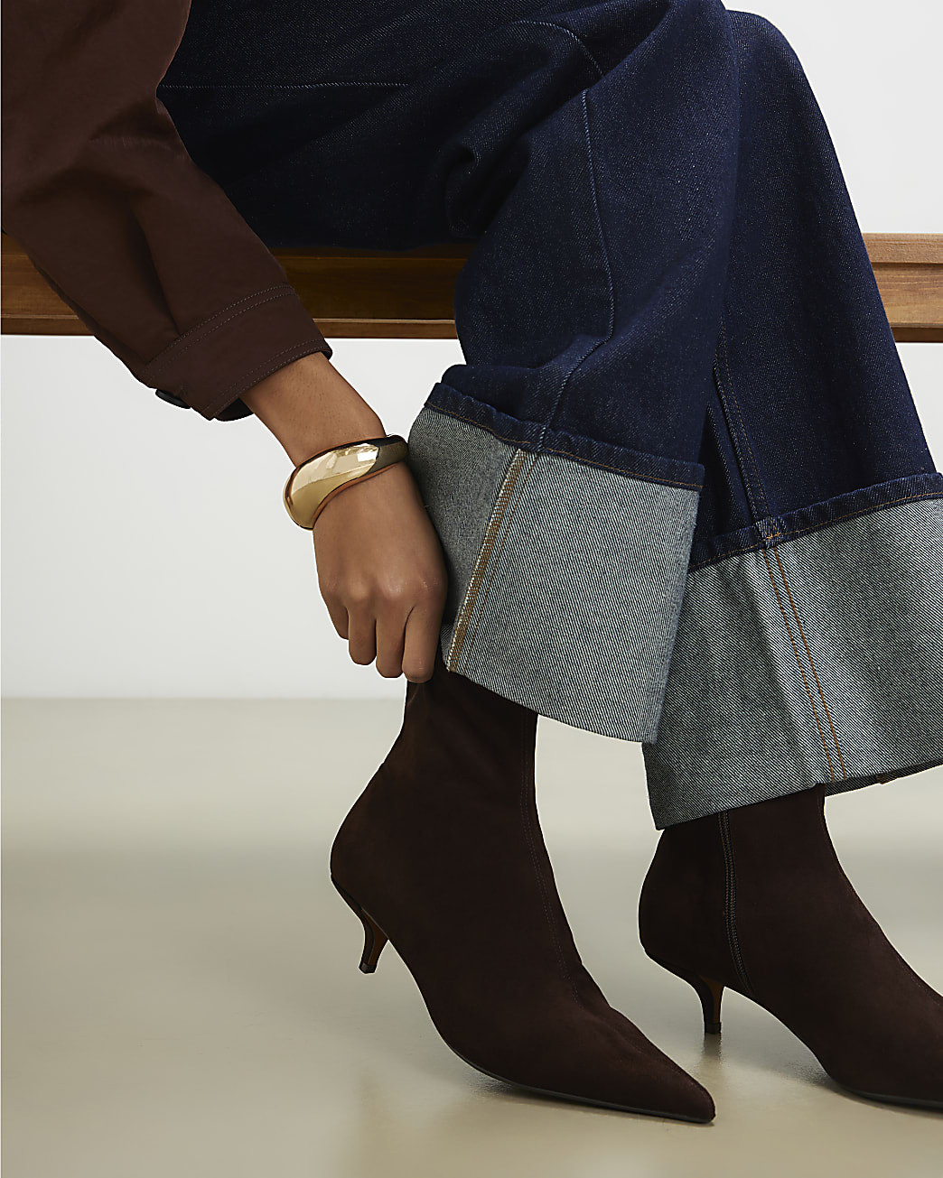 Brown Faux Suede Pointed Toe Sock Boots | River Island UK & IE