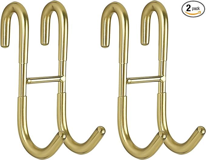 Simtive Squeegee Hooks for Towel Bathroom Frameless Glass Shower Door (2-Pack), Gold | Amazon (US)