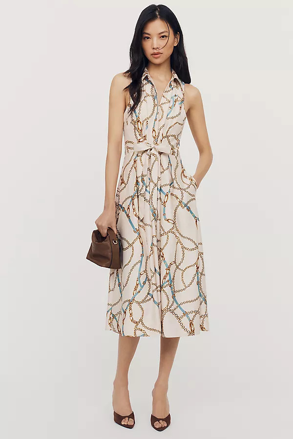 Satin Tie Twist Midi Dress | Anthropologie (US)